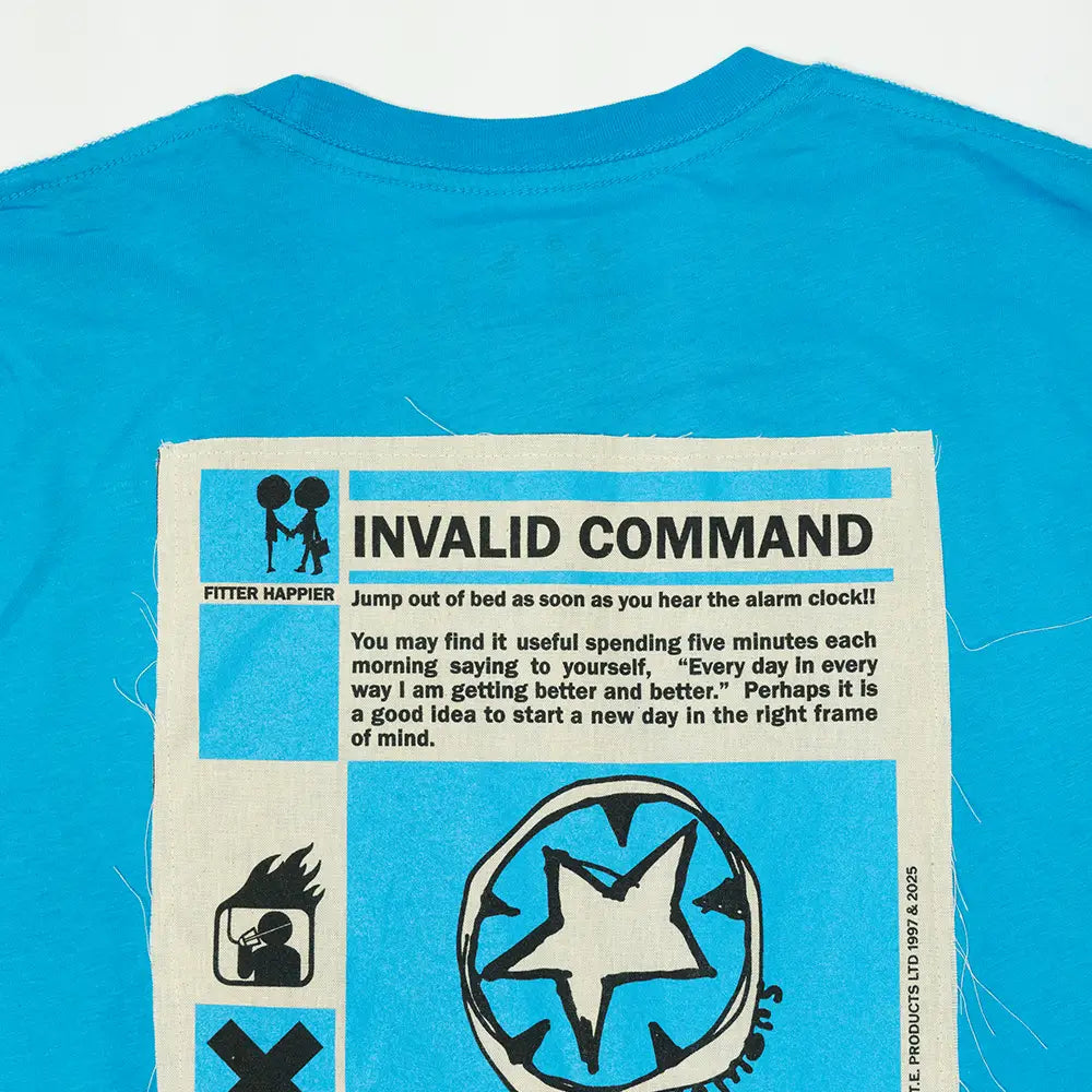 Fitter Happier Cyan Blue Patch T-shirt - Other Merchandise
