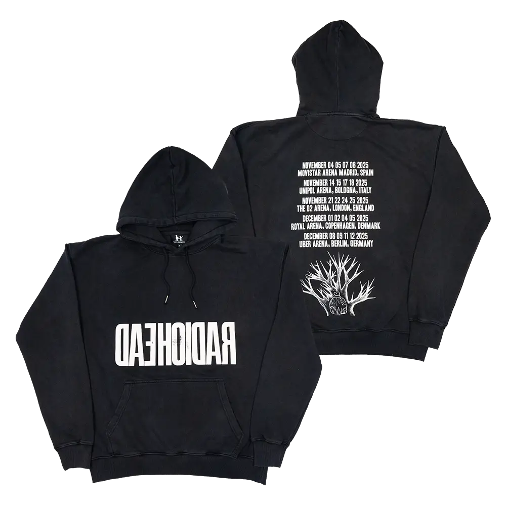 Radiohead 2025 Tour Black Hoodie - W.A.S.T.E. Official Radiohead 2025 Tour Black Hoodie - W.A.S.T.E. Official
