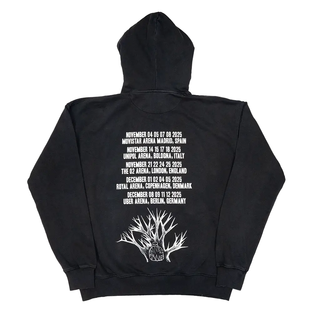 Radiohead 2025 Tour Black Hoodie - W.A.S.T.E. Official Radiohead 2025 Tour Black Hoodie - W.A.S.T.E. Official
